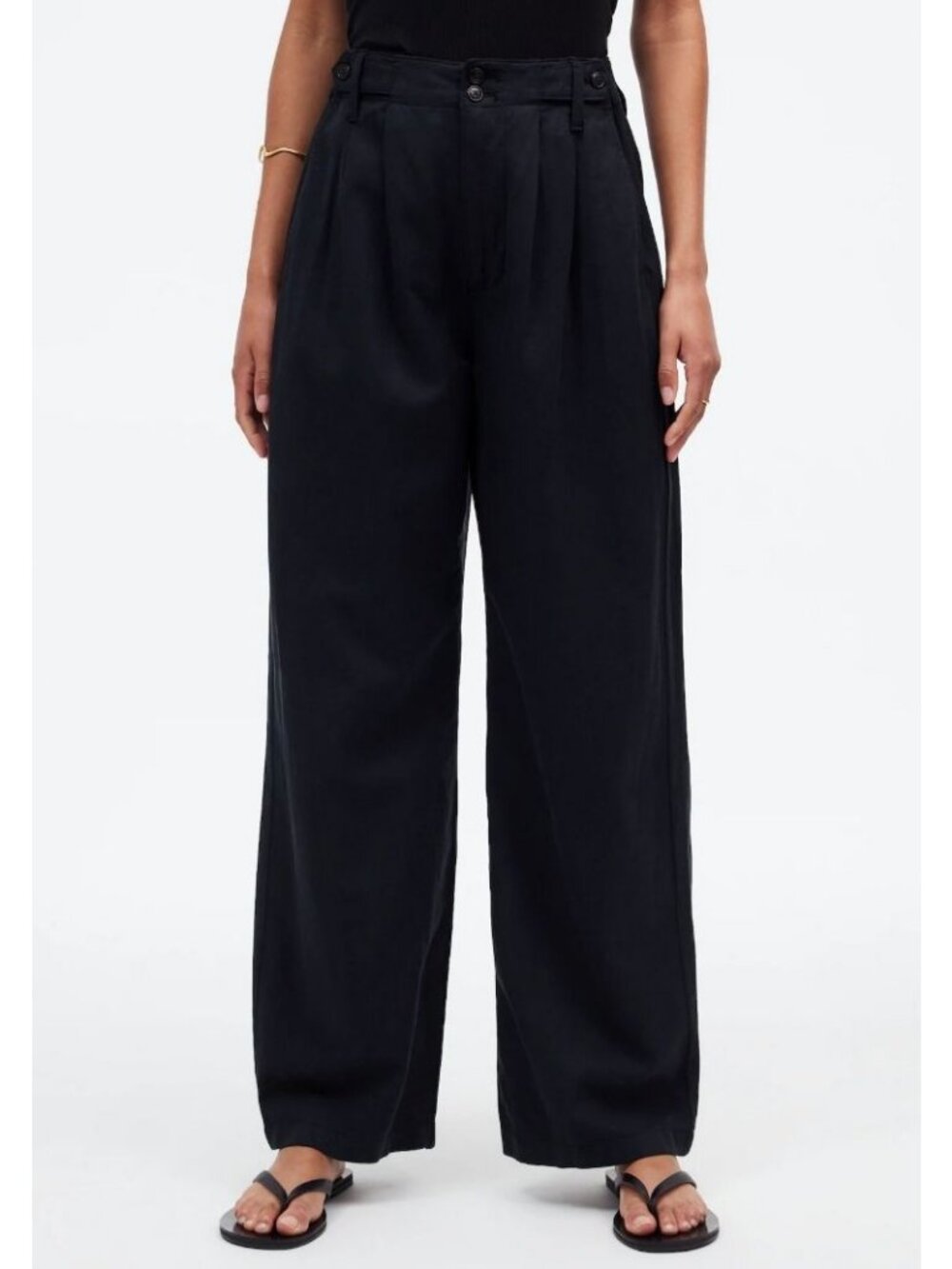 Madewell The Petite Harlow Wide-Leg Pants True Black Size 14P NWT NH266